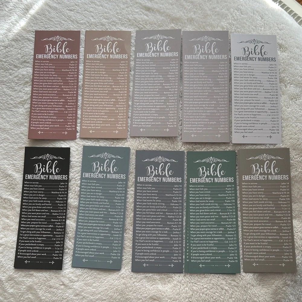 Bible Emergency Numbers Bookmarks Set of 20 6” x 2.5” Invitation to Christ NWT
